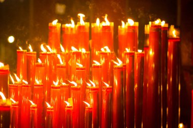 23 January 2023. Giant Candles at Sam Poo Kong. Semarang, Indonesia. In door night photography.
