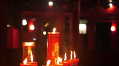 23 January 2023. Giant Candles at Sam Poo Kong. Semarang, Indonesia. In door night photography.