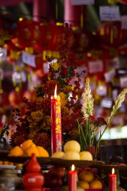 The presentations to the God a night before Lunar New Year in Sam Poo Kong Temple. Semarang. Indonesia.