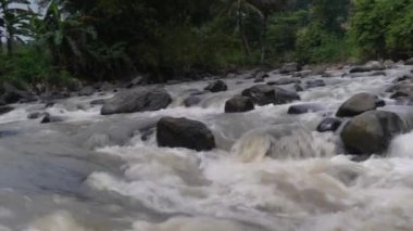 curug gamelan in Salatiga, Central Java. Indonesia. Waerfalls with giant rocks.