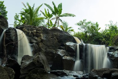 curug gamelan in Salatiga, Central Java. Indonesia. Waerfalls with giant rocks. Long Exposure Photography. Blurred Motions.