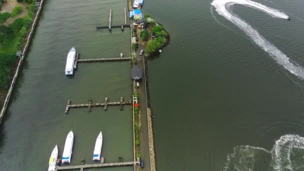 Luchtfoto Van Marina Beach Ancol Jakarta Indonesië Drone Beelden — Stockvideo