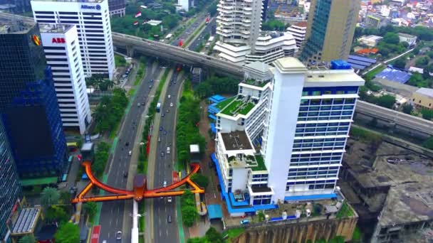 February 2023 Pedestrian Bridge Named Phinisi Sudirman Street Jakarta Indonesia — Stock video