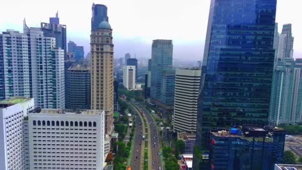Fevereiro 2023 Ponte Pedestre Chamada Phinisi Sudirman Street Jacarta Indonésia — Vídeo de Stock