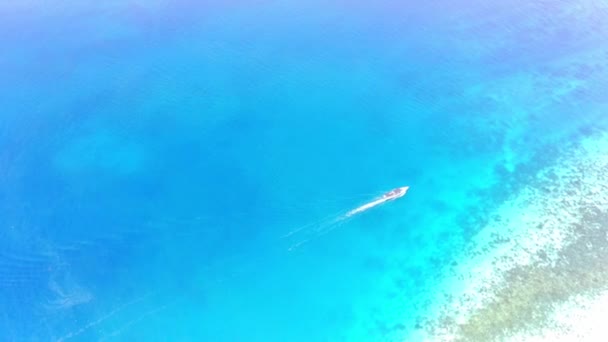 Boat Sails Menjangan Island Bali Straits Indonesia Aerial Footage Taken — 비디오