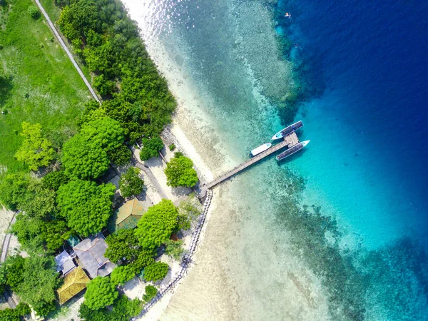 Menjangan Island West Bali National Park Indonesia Aerial Footage Taken Royalty Free Stock Fotografie