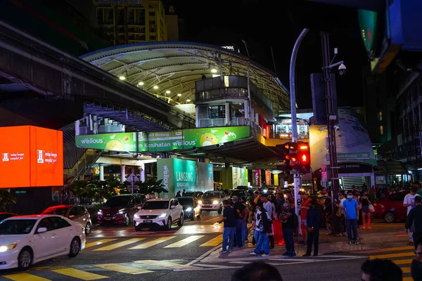 Kuala Lumpur Março 2023 Tráfego Distrito Bukit Bintang Noite Moção — Fotografia de Stock