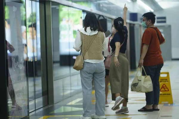 stock image People activities in the MRT Train Platform in Jakarta, Indonesia. April 20, 2023. Street Photography. People Photography.