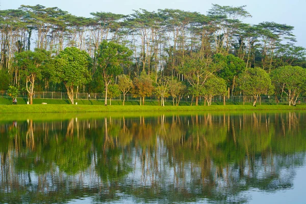 Belo Nascer Sol Lago Bsb Localizado Mijen Semarang Indonésia Natureza — Fotografia de Stock
