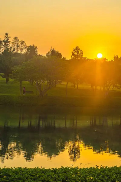 Beautiful Sunrise Bsb Lake Located Mijen Semarang Indonesia Nature Landscape — Stock Photo, Image