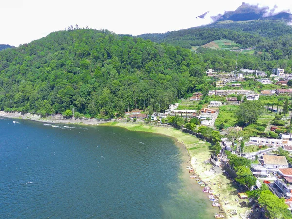 Αεροφωτογραφία Της Telaga Sarangan Λίμνη Sarangan Magetan Ανατολική Ιάβα Ινδονησία — Φωτογραφία Αρχείου