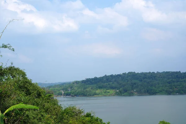 Uitzicht Waduk Jatibarang Jatibarang Dam Vanaf Een Bosheuvel Semarang Indonesië — Stockfoto