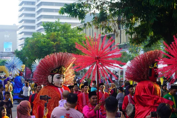 Giugno 2023 Ondel Ondel Marionetta Gigante Betawi Batavia Carnevale Durante — Foto Stock