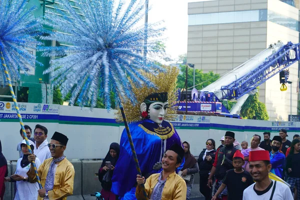 Junio 2023 Ondel Ondel Marioneta Gigante Betawi Batavia Carnaval Durante —  Fotos de Stock