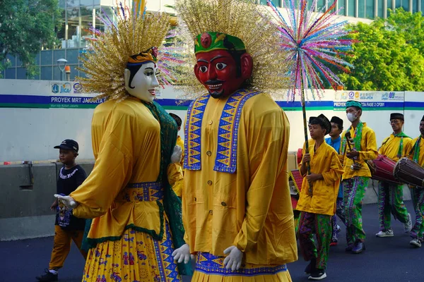 Junho 2023 Ondel Ondel Fantoche Gigante Betawi Batavia Carnaval Durante — Fotografia de Stock