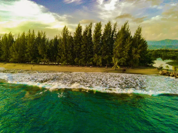 Bela Praia Bali Blangpidie Sudoeste Aceh Indonésia Com Oceano Azul — Fotografia de Stock