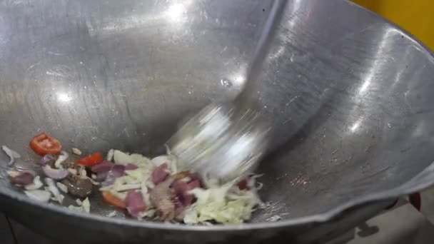 Matlagning Aceh Stil Nudlar Med Tillsatt Kött Och Skaldjur Ingredienser — Stockvideo