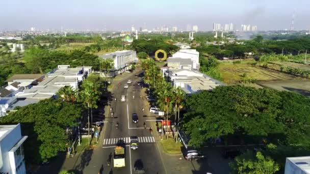 Vliegend Boven Het Westelijke Deel Van Surabaya Stad Oost Java — Stockvideo