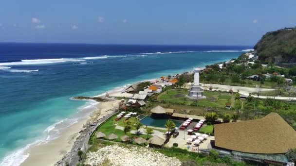 Pandawa Beach Bali Apresenta Belo Mar Azul Com Som Suave — Vídeo de Stock