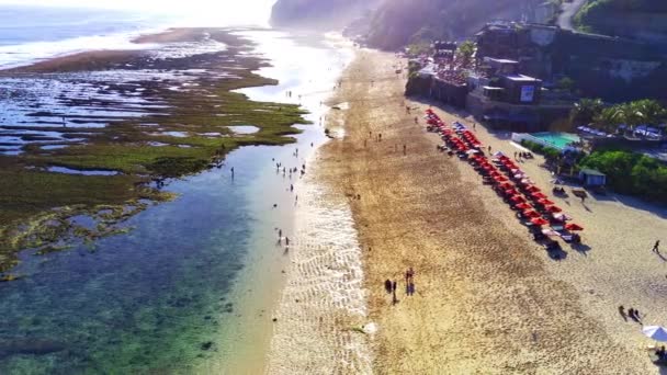 Παραλία Μελαστή Μπαλί Ινδονησία Αιχμαλωτίστηκε Από Τον Αέρα Ένα Drone — Αρχείο Βίντεο