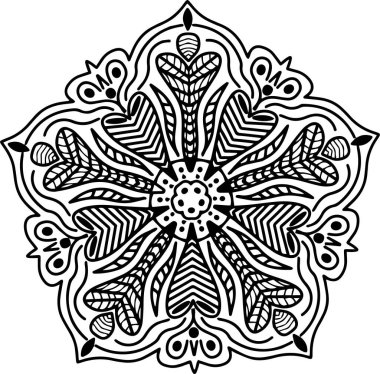 Beyaz arka planda soyut siyah beyaz mandala deseni. Çizimler soyut tasarımlar.