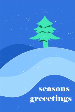 Karla kaplı bir tepenin üstüne düşen bir Noel ağacı. Noel tasarımları için.