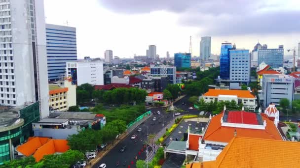 Panoramautsikt Över Livlig Stadsbild Surabaya Östra Java Indonesien Molnig Dag — Stockvideo