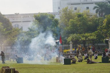 9 Haziran 2024. Surabaya, Doğu Java, Endonezya. Tiyatro etkinliği halk tarafından başlatıldı. Endonezya 'nın Surabaya şehrinin kuruluşunu kutlamak için..