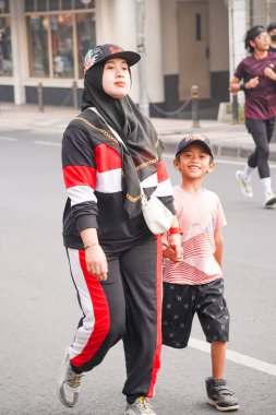 10 Ağustos 2025. Surabaya, Endonezya. Şehirde arabasız gün etkinlikleri.