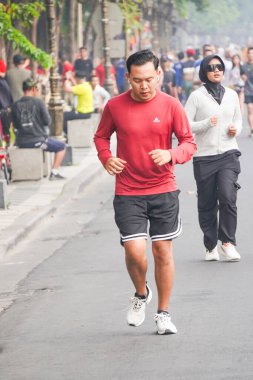 10 Ağustos 2025. Surabaya, Endonezya. Şehirde arabasız gün etkinlikleri.