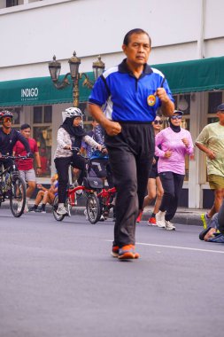 10 Ağustos 2025. Surabaya, Endonezya. Şehirde arabasız gün etkinlikleri.