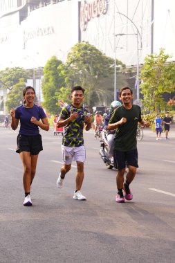 10 Ağustos 2025. Surabaya, Endonezya. Şehirde arabasız gün etkinlikleri.