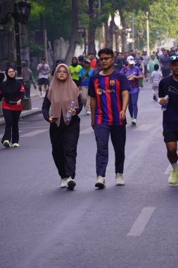 10 Ağustos 2025. Surabaya, Endonezya. Şehirde arabasız gün etkinlikleri.