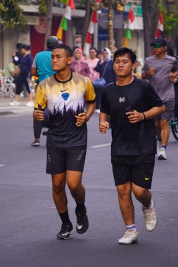 10 Ağustos 2025. Surabaya, Endonezya. Şehirde arabasız gün etkinlikleri.