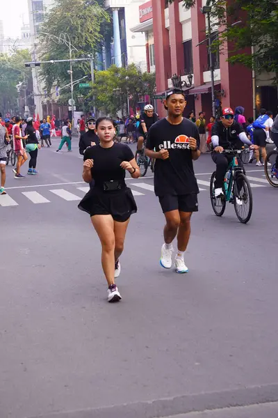 10 Ağustos 2025. Surabaya, Endonezya. Şehirde arabasız gün etkinlikleri.