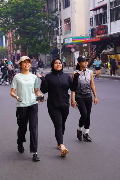 10 Ağustos 2025. Surabaya, Endonezya. Şehirde arabasız gün etkinlikleri.