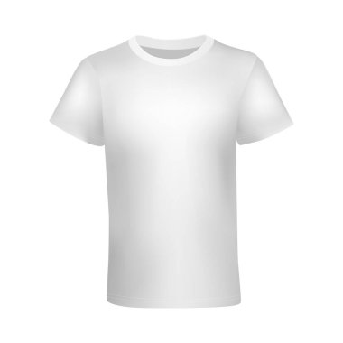 Isolated white t-shirt or realistic clothing with U-neck and short sleeve. 3d blank cotton t-shirt. Men's and women's clothing, mock up for merchandise design