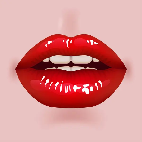  Üç boyutlu gerçekçi, canlı kırmızı renkli dolgun dudaklar. Bu sulu ve parlak dudaklar şehvet ve arzu yayıyor. Kozmetik, moda ve romantik tasarımlar için mükemmel. Dişleriyle ağzını aç, rujunu yükselt.
