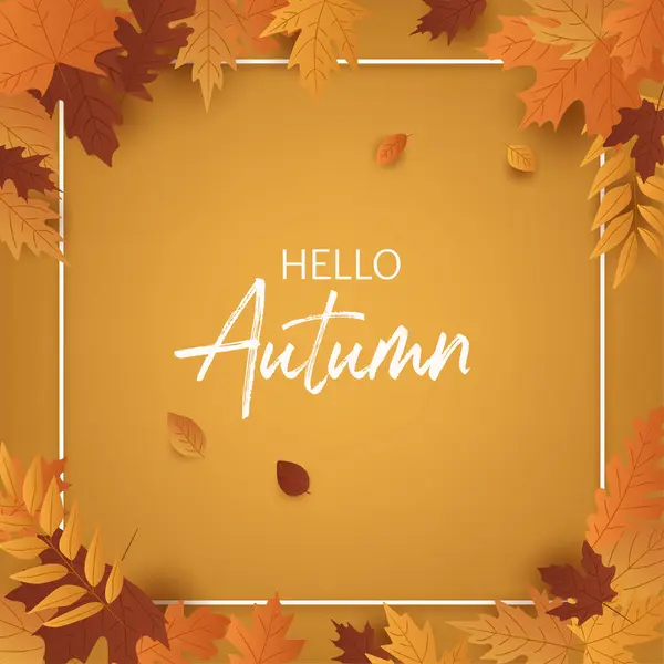 Hello Autumn Design Nature Inspired Vector Illustration Featuring Vibrant Foliage — Stock Vector