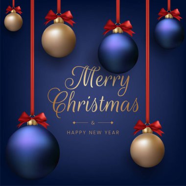 A realistic Christmas ball decoration in gold and blue, creating a festive and elegant holiday atmosphere. Illustration is perfect for greeting cards, banners, and festive designs. Not AI generated. clipart