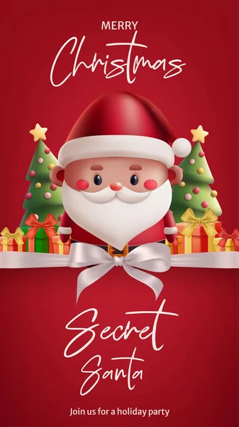 Karikatür 3 boyutlu Noel Baba çizimi Noel Baba 'nın bayram davetiyesi için. Gerçekçi unsurları olan eğlenceli ve şirin bir tatil tasarımı. Noel kutlamaları için mükemmel. Yapay zeka oluşturulmadı