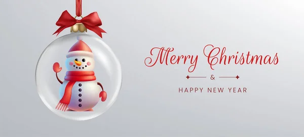 Şeffaf, gerçekçi tasarımı olan bir Noel topu çizimi. Kardan adam oyuncağı tatil dekorasyonu, tebrik kartları ve kış temalı tasarımlar için idealdir. Yapay zeka oluşturulmadı.