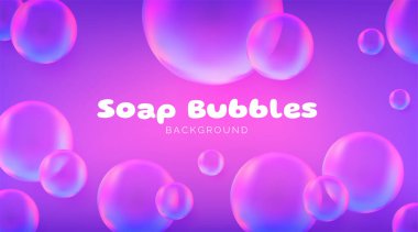 Soyut, şeffaf, mor renkli sabun köpükleri. Parlak küreler fütüristik ve yanardöner bir etki yaratıyor. Tasarım konsepti değişken bir arkaplan ve gerçekçi yansımalar içerir. Yapay zeka değil.