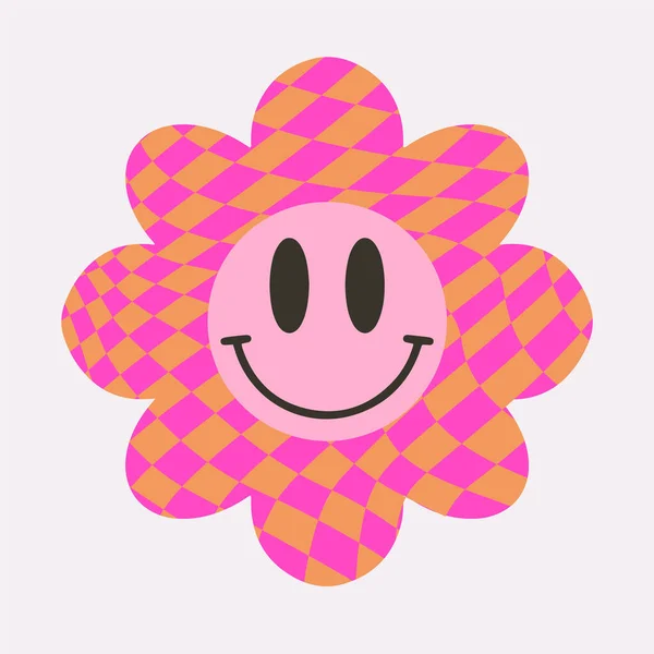 Pegatina Divertida 00S Groovy Flower Dibujos Animados Dibujados Mano Y2K — Archivo Imágenes Vectoriales