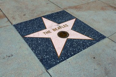 Hollywood, California - 20 Mayıs 2019: Hollywood Bulvarı, Los Angeles, Kaliforniya 'da Ünlüler Yürüyüşü' nde Beatles 'ın yıldızı