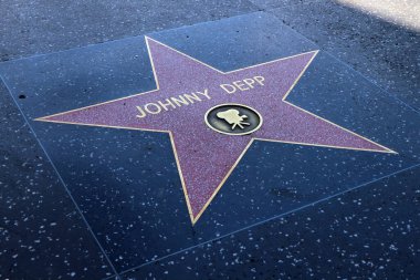 Hollywood, California - 20 Mayıs 2019: Hollywood Bulvarı, Los Angeles, Kaliforniya 'da Hollywood Şöhret Yolu' nda JOHNNY DEPP 'nin yıldızı