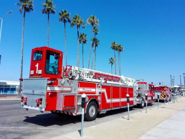 Los Angeles, Kaliforniya - 6 Ekim 2019 LAFD Los Angeles İtfaiye Aracı