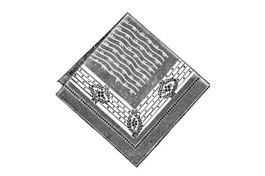 Eski eşarpların el çizimi, illüstrasyon  