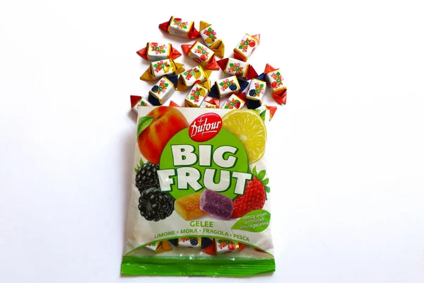 stock image Rome, Italy  August 13, 2022: DUFOUR Big Frut Gele candies, jellies with fruit juice. Elah-Dufour S.p.A. - Italy