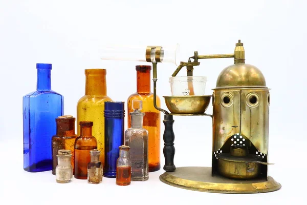 stock image antique  pharmacy, old medicines, bottles